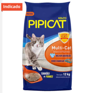 Areia Sanitária Kelco Pipicat Multicat grãos extrafinos 12 Kg