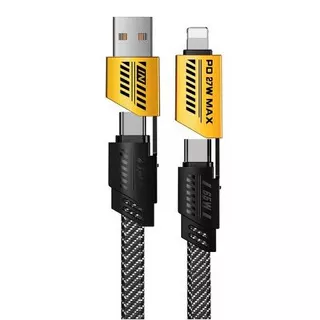 Cabo 4 em 1 Multifuncional Mecha, Super-Rápido, USB 65w - IOS 27w, Nylon Trançado, Dual Tipo C 6A