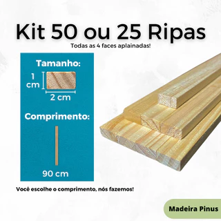 Kit 50 25 Ripa Sarrafo de Madeira Aplainadas para Artesanato Pinus 90cm
