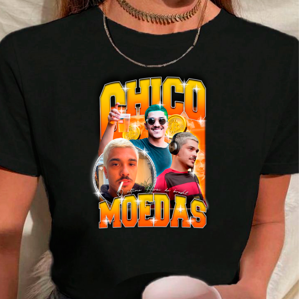 Camiseta Blusa T-shirt Estampa Chico Moedas Bitcoin 100% algodão 30.1  Blusinha Básica Casual | Shopee Brasil