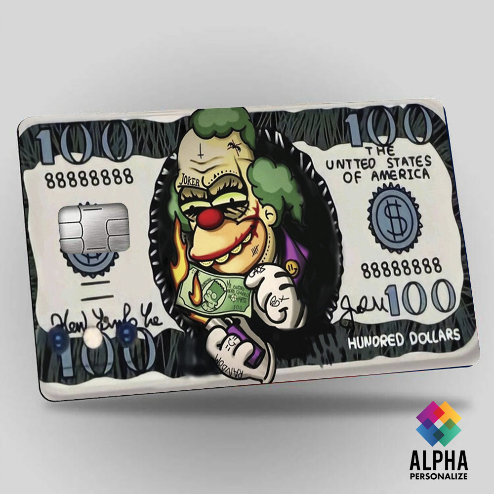 Adesivo para cartão de credito Dolar Simpsons Krust Palhaço Premium Facil Aplicação Debito Skin