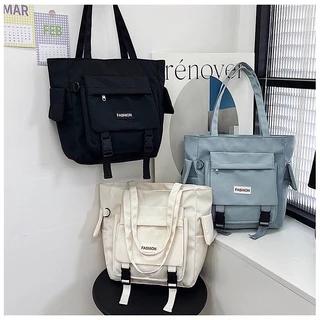 Saco De Lona Portátil De Grande Capacidade De Bolso Múltiplo Simples Para Computador De Ombro Casual Estudantes(4001)
