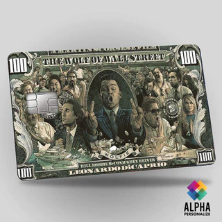 Adesivo para cartão Lobo de Wall Streat Leonardo de Caprio Filme Dolar Dinheiro cartão de credito
