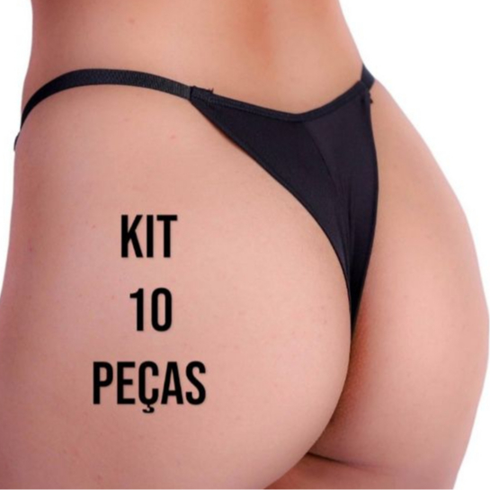 Kit 10 Calcinhas Micro Fibra Com Regulagem Fio Dental Tanga Coloridas Calcinha Fio Duplo