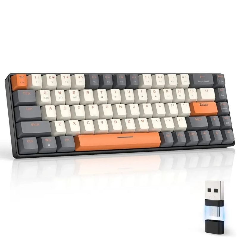 Teclado Mecânico sem fio K68 Bluetooth 60%, Switch Red