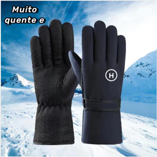 Luva motoqueiro inverno impermeável Preta Com Banho De PU