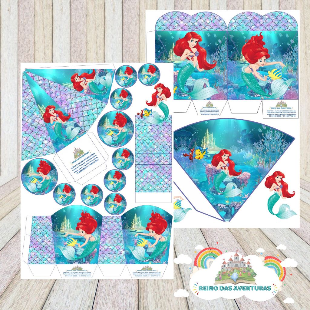 Envio imediato - Kit c/75und lembrancinhas TEMA PRINCESA ARIEL PEQUENA SEREIA ARIEL (sem nome)