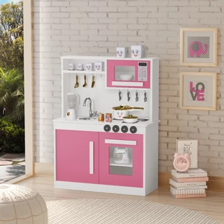 Mini Cozinha Perfeita Brinquedo Armário Infantil Rosa MDF