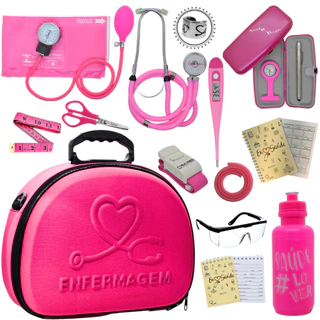 Kit Enfermagem Maleta Aparelho Pressão Pressao Esfigmomanômetro Esfigmomanometro Aneroide Estetoscópio Estetoscopio Rappaport Duplo Completo Técnico Tecnico Enfermeiro Enfermeira