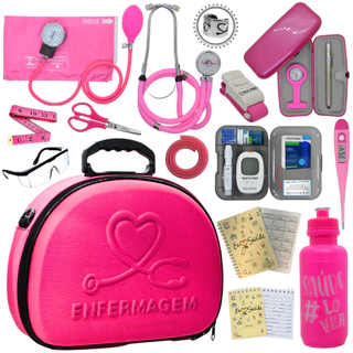Kit Enfermagem Aparelho Pressão Pressao Maleta Estetoscópio Estetoscopio Rappaport Duplo Esfigmomanômetro Esfigmomanometro Aneroide Completo Técnico Tecnico Enfermeiro Enfermeira