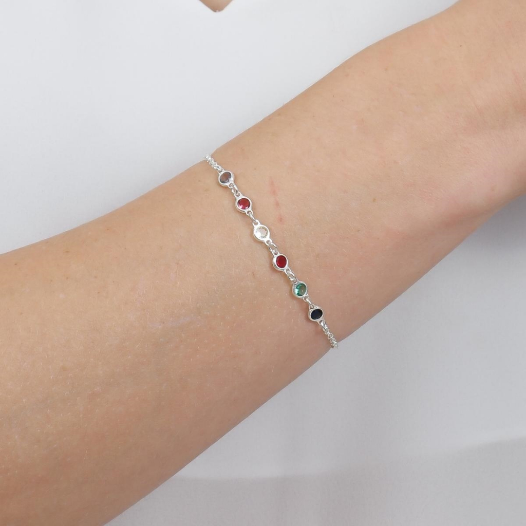 Pulseira Prata 925 Legitima Ponto de Luz Colorido 18cm Shopee Brasil