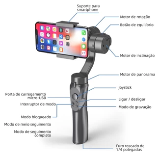 Estabilizador De Vídeo Portátil Gimbal Dobrável De 3 Eixos VlogSelfie Stic Yuntai