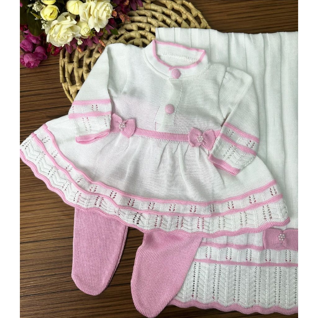 lolitinha Saída Luxo Menina Lolitinha Maternidade Rn Tricô Trico Bebê | Shopee Brasil