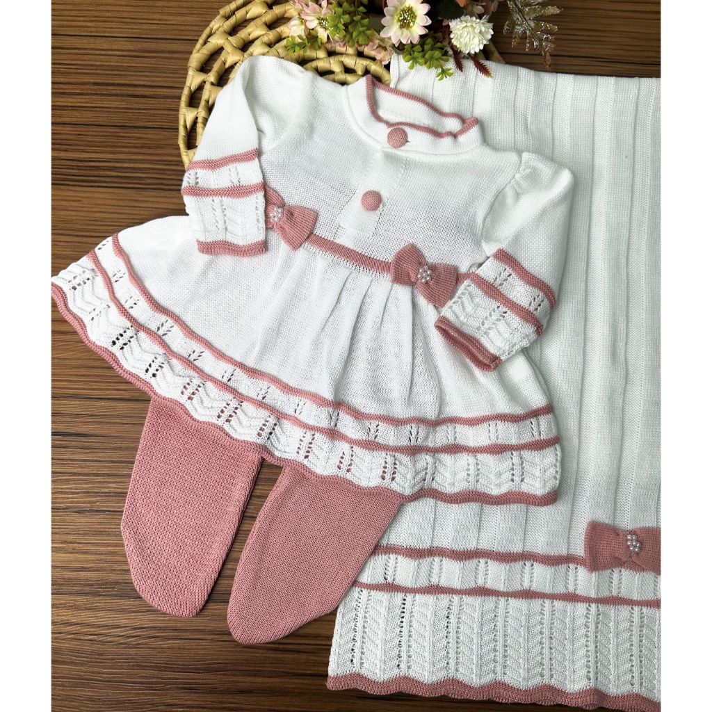 lolitinha Saída Luxo Menina Lolitinha Maternidade Rn Tricô Trico Bebê | Shopee Brasil