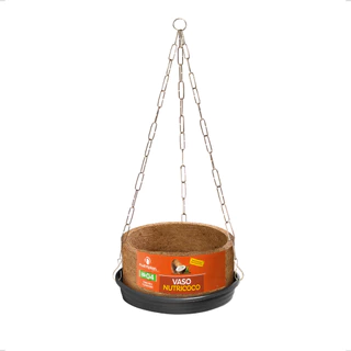Vaso Completo Prato Corrente Pendurar Fibra Coco Redondo N4 Ecológico Samambaias Xaxim Nutriplan