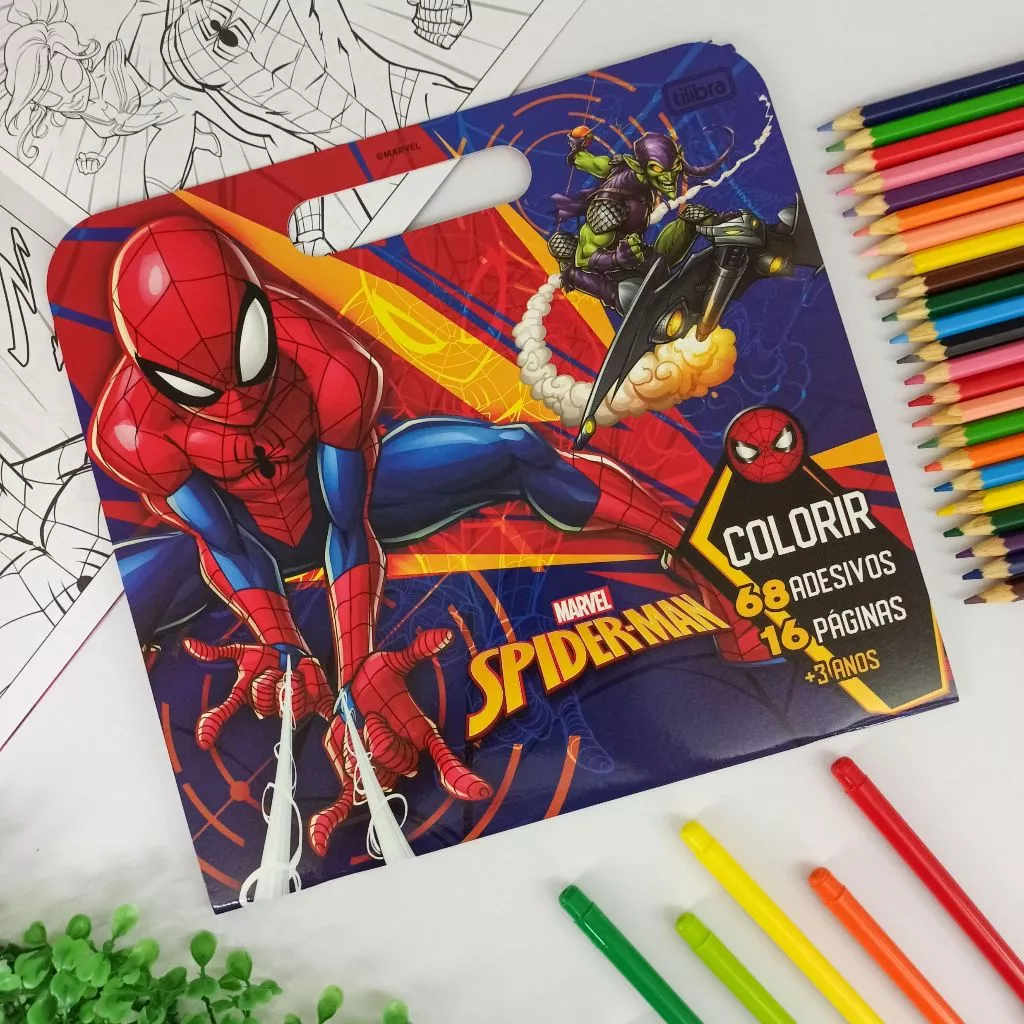 Kit Maleta para Colorir com Adesivos Spider Man Homem Aranha - Tilibra