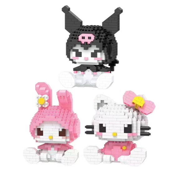 Boneca de montar Turma da Hello Kitty, Lego, enfeite, papelaria fofa, decoração quarto