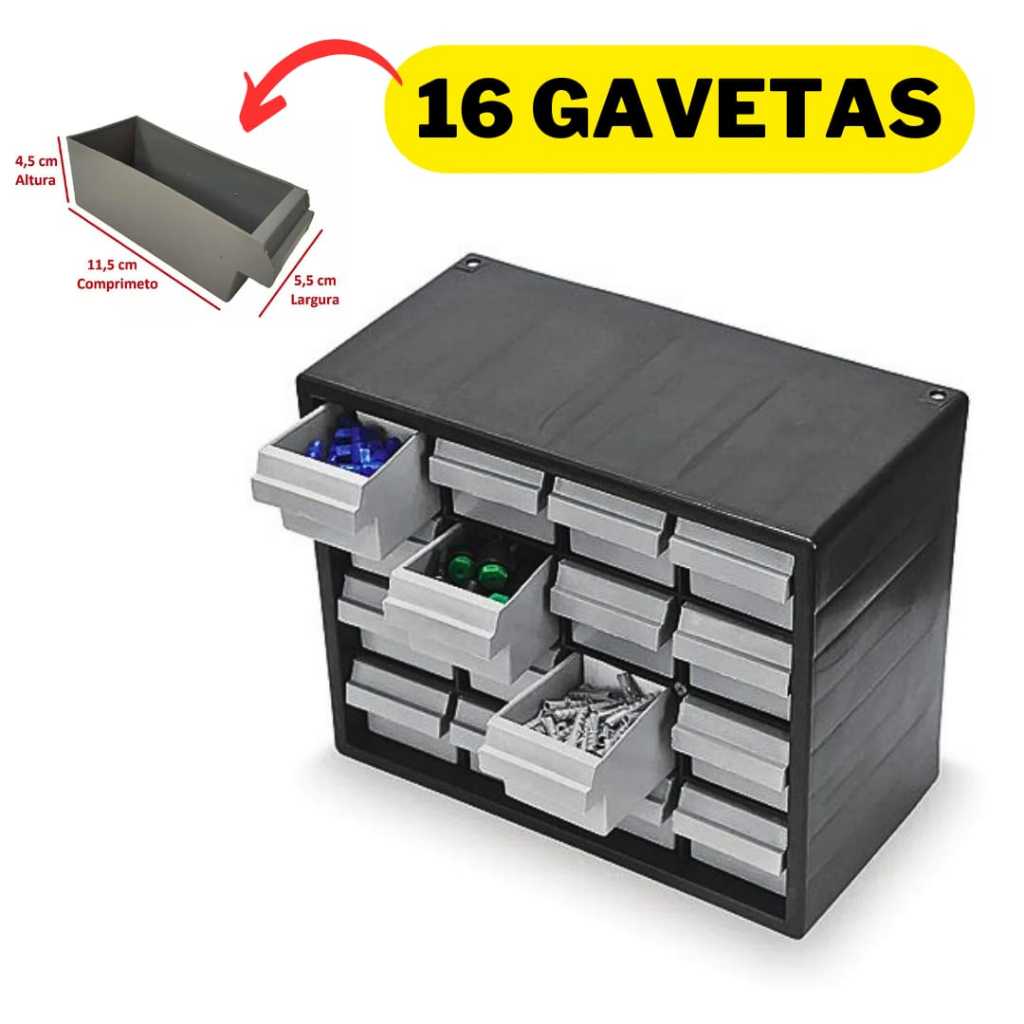 Gaveteiro Organizador de Mesa 16 Gavetas Parafuso Pesca - 7000 Arqplast