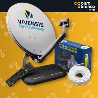 Kit De Antena Completo Com Receptor Vx10 Da Vivensis Com Antena Parabólica Lnbf Conectores e Cabo
