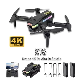 Drone profissional XT8 com duas câmaras Full HD de 4k e 2 baterias 2024 dobrável para exterior, gravação aérea