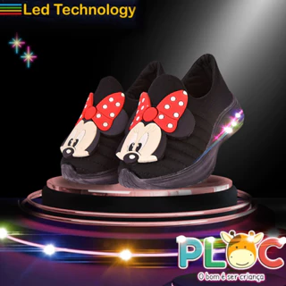Tênis Led Infantil Luzinha Menina Calce Fácil Confortável Anatômico PLOC LED01 - MINNIE POÁ VERMELHO