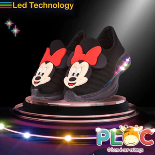 Tênis Led Infantil Luzinha Menina Calce Fácil Anatômico PLOC LED17 - MINNIE LAÇO VERMELHO