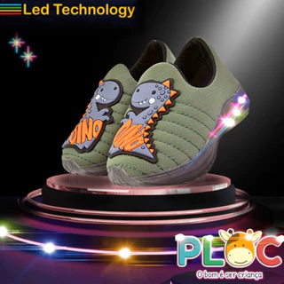 Tênis Led Infantil Luzinha Menino Meia Calce Fácil Leve Flexível Confortável Anatômico PLOC LED77 DINO BEBE em Oferta na Shopee
