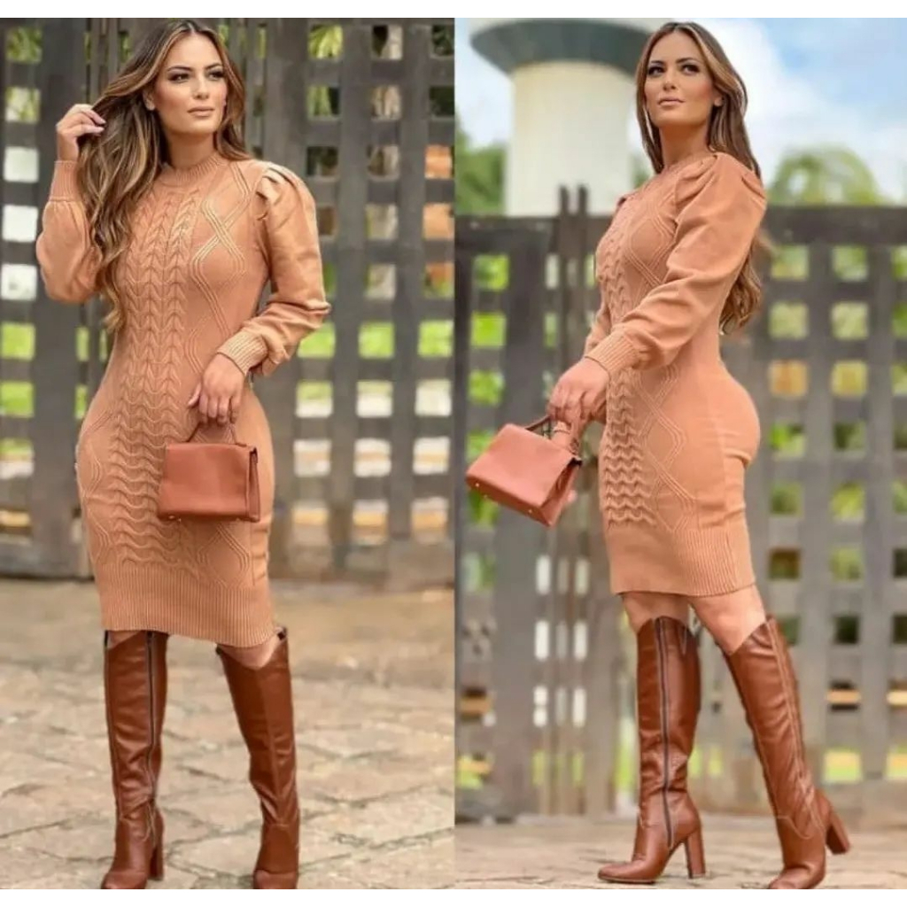 Vestido Trico Vestido De Inverno Tricot Vestido De Tricot Midi