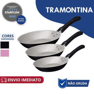 Jogo De Frigideiras Antiaderente Tramontina Preto Rose 16cm 20cm 24cm Caribe Linz
