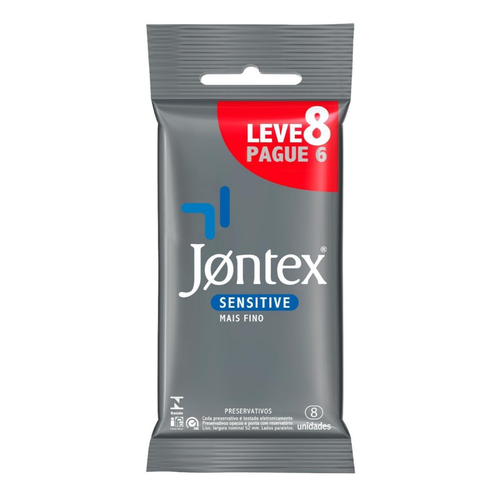 Preservativo Jontex Sensitive Mais Fino, LEVE 8 PAGUE 7 Lubrificado ...