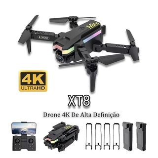 Drone profissional XT8 com duas câmaras Full HD de 4k e 2 baterias 2024 dobrável para exterior, viagem e aventura, gravação aérea