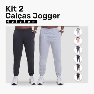 Kit 2 Calças Jogger Moletom Masculina Premium, Bolsos Laterais para Celular - Conforto e Estilo, Moda Casual e Esportiva