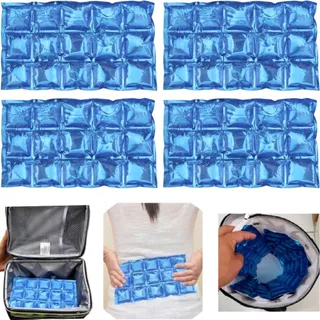 4 Cartelas Gelo Artificial em Gel Ecológico Reutilizável Para Bolsa Térmica Cooler Compressa