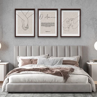 Kit 3 Quadros Coríntios 13:4-7 Conexão Laços Mãos Amor Casal