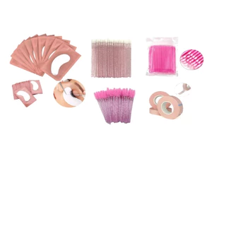 Kit Alongamento De Cílios - 200 Pads 200 Escovinhas 200 Microbrush 200 Aplicadores 4 Fitas Transpore