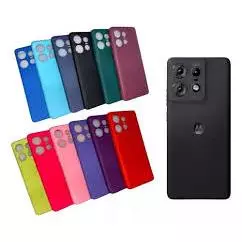 Kit 2X1 Motorola Moto Edge 50 Pro - Capa Silicone Colorida Veludo 9D + Película de Vidro Curvada 3D