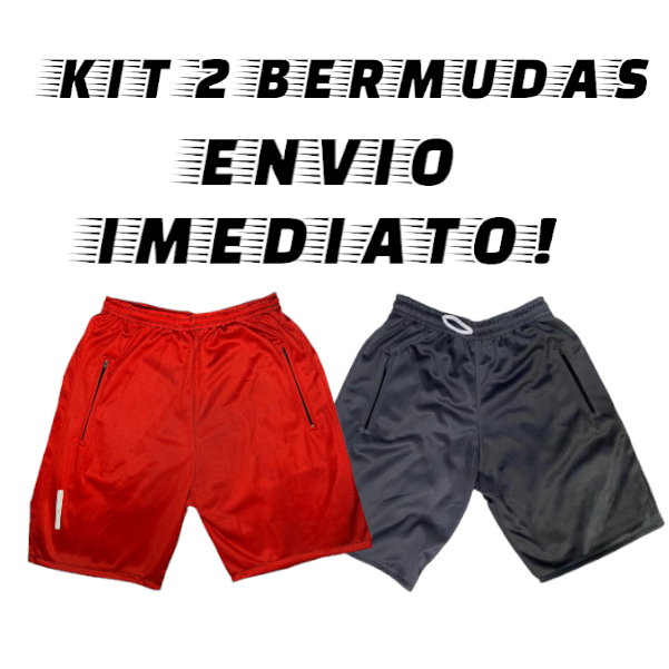 KIT 2 BERMUDAS MASCULINA- COM LOGO REFLETIVO QUE REFLETE NO FLASH DO CELULAR- SHORTS MASCULINO