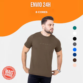Camiseta Básica Estampa Atoomic Várias Cores Fio 30.1 Premium Camisa Blusa