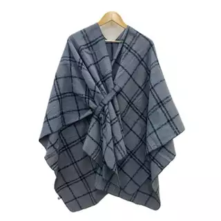 Poncho quentinho, macio com detalhes em xadrez