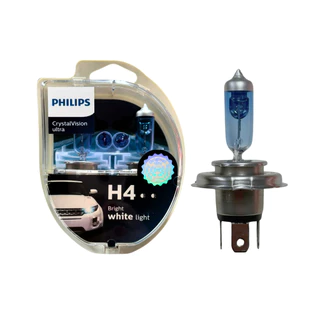 Par Lâmpada CrystalVision Ultra Philips H4 4300k Super Branca