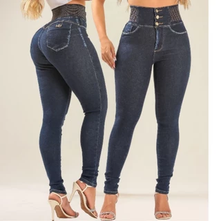 Calça Modeladora Feminina Jeans Cintura Alta Com Laycra premium