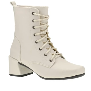 Bota Feminina Salto Bico Quadrado Shekinah Confortável Tendência Moda Festa Lançamento Cordão Ziper