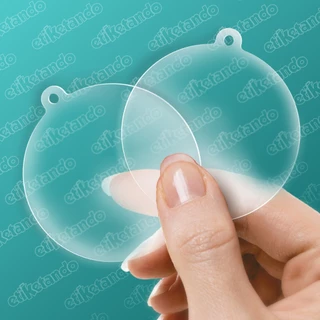 Acrílico 2mm Cristal Tam. 3x3cm ou 5x5cm Corte Redondo c/ Furo Tipo Chaveiro Artesanato Lembrancinha ENVIO RÁPIDO