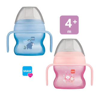 Copo de transição MAM 4+ meses antivazamento com alças starter cup Bico Silicone bebê alimentação