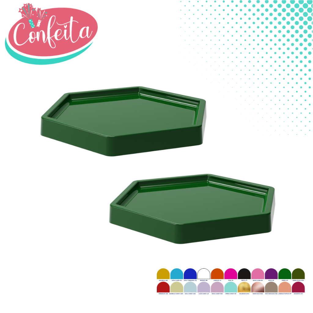 Kit 2 Bandejas decorativa Sextavadas 16x18 para eventos, festas ...