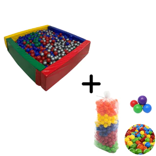 Kit Piscina de Bolinhas Cercado Espumado 1,20m + 200 Unidades de Bolinhas - Valentina Brinquedos