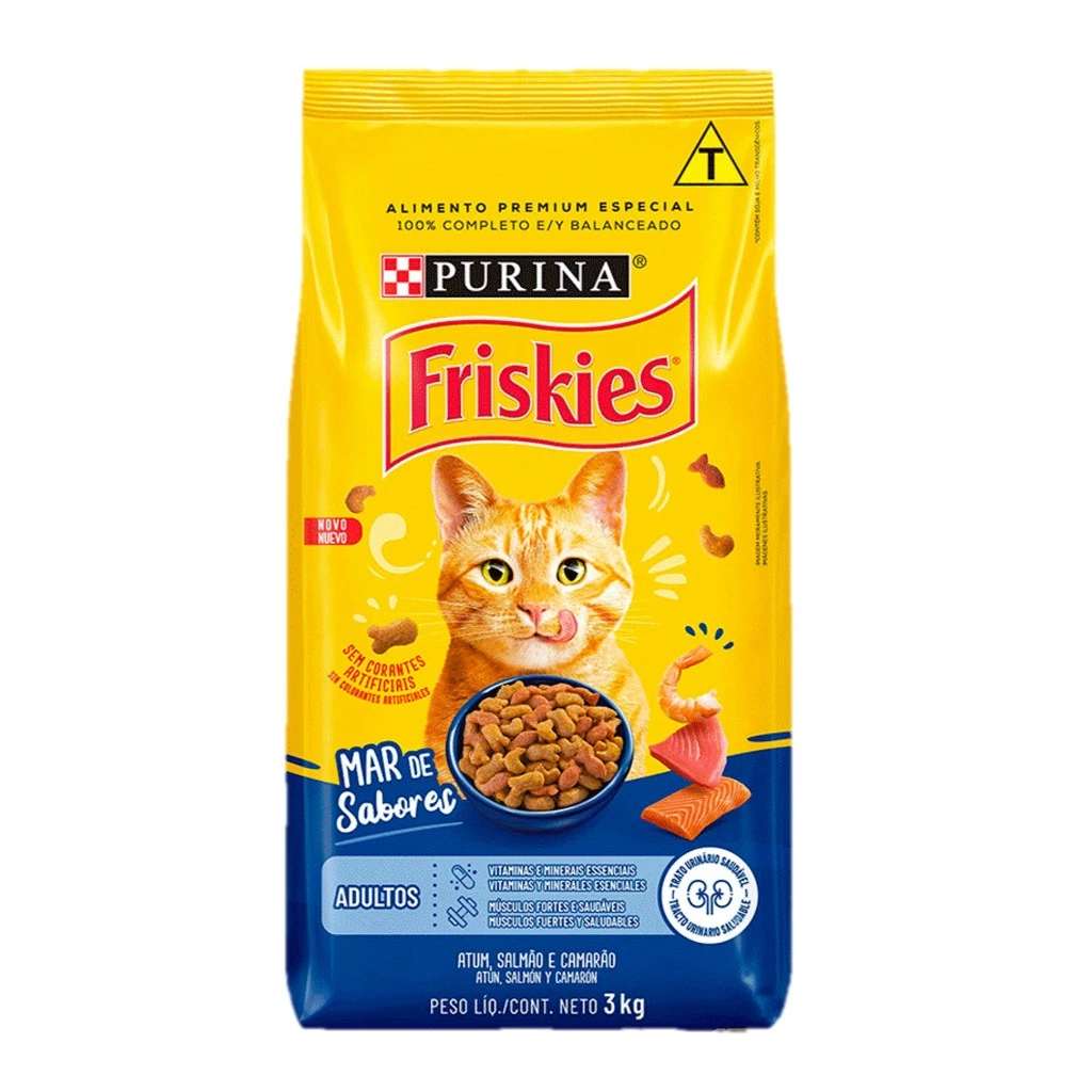 Imagem do produto Ração Friskies Gatos Adultos Mar de Sabores Atum, Salmão e Camarão 3 kg no catálogo Master Pet