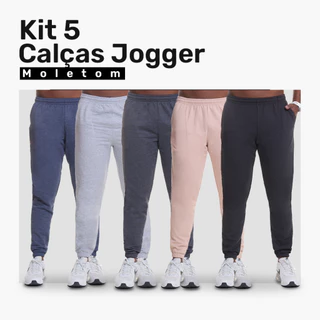 Kit 5 Calças Jogger Moletom Masculina Premium, Bolsos Laterais para Celular - Conforto e Estilo, Moda Casual e Esportiva