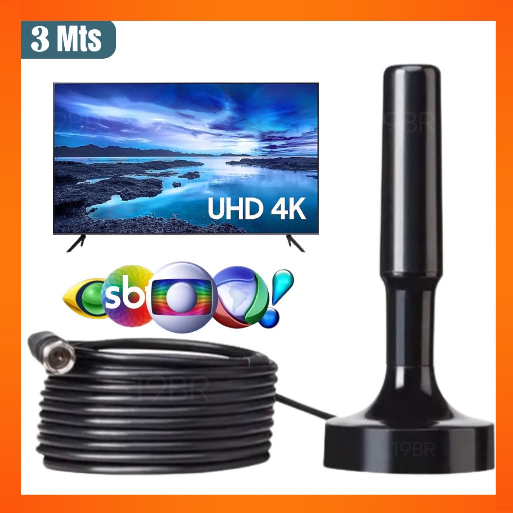 Antena Digital 5M Alta sensibilidade - Tv Interna / Externa HDTV / UHF ...