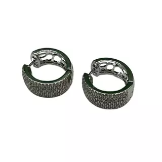 Brinco semijóia Argola Cravejada Zirconia banho Ouro Branco